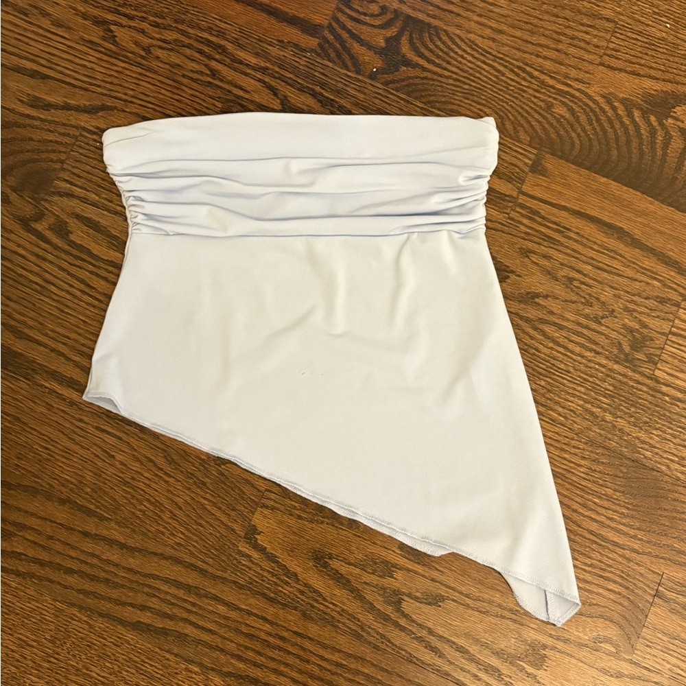 Urban Outfitters Strapless Asymmetric Tube Top in Light Blue